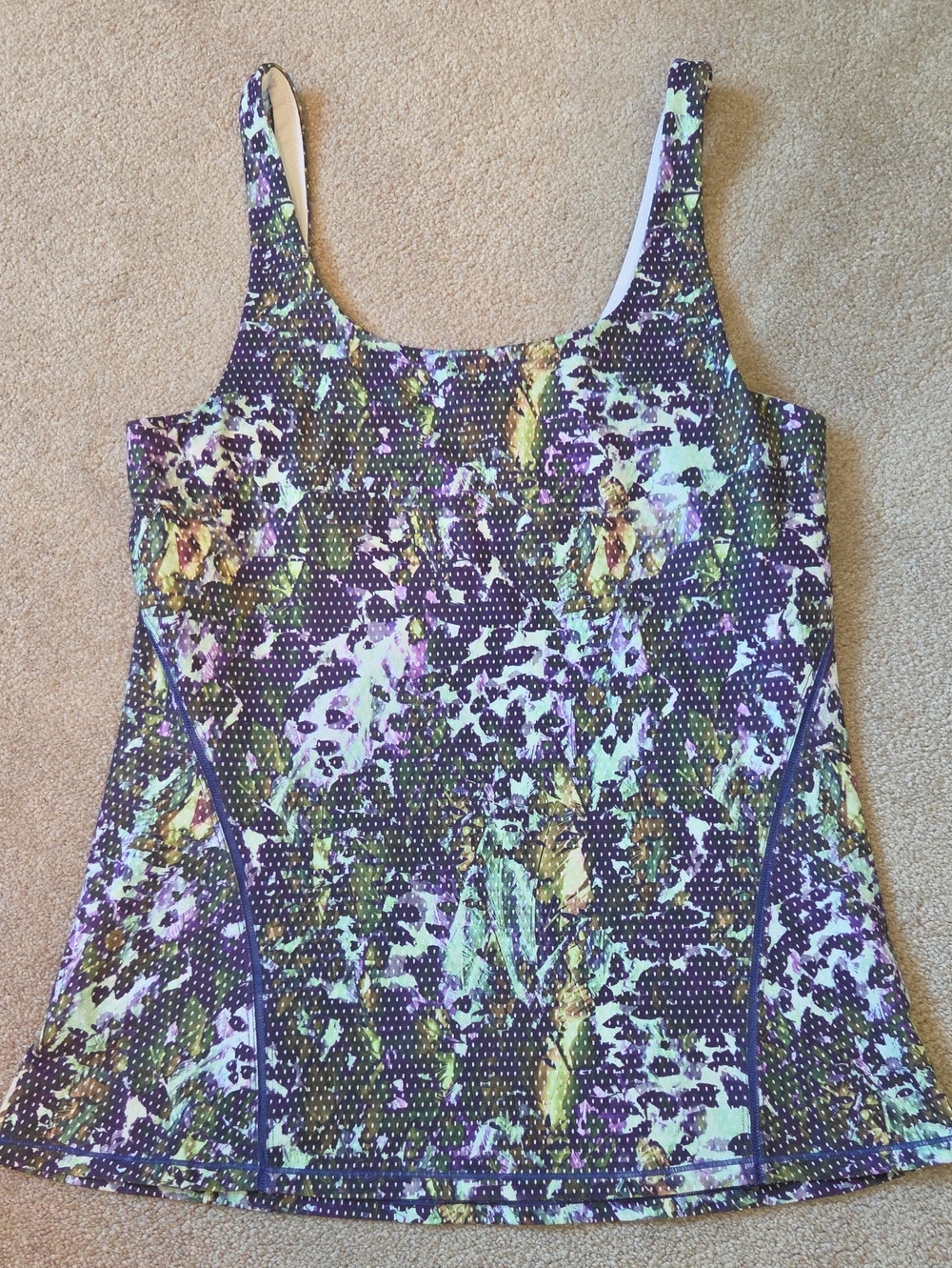 Lululemon Amala Tank Top Floral White Multi Pattern Size 12